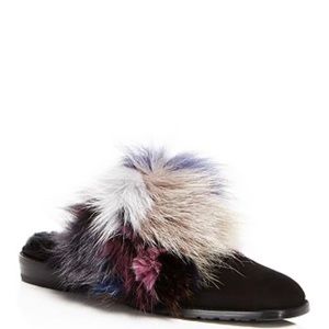 Stuart Weitzman Furgetit Fur Suede Loafer Mule 9
